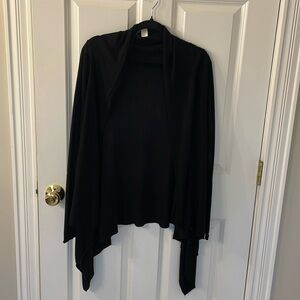H&M Long Open Front Casual Knit Sweater in Black